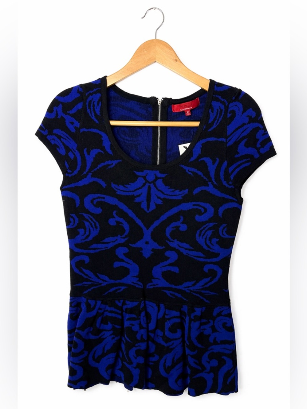 RED by Saks Fifth Avenue Blue and Black Jacquard Sleeveless Top NWT Polished